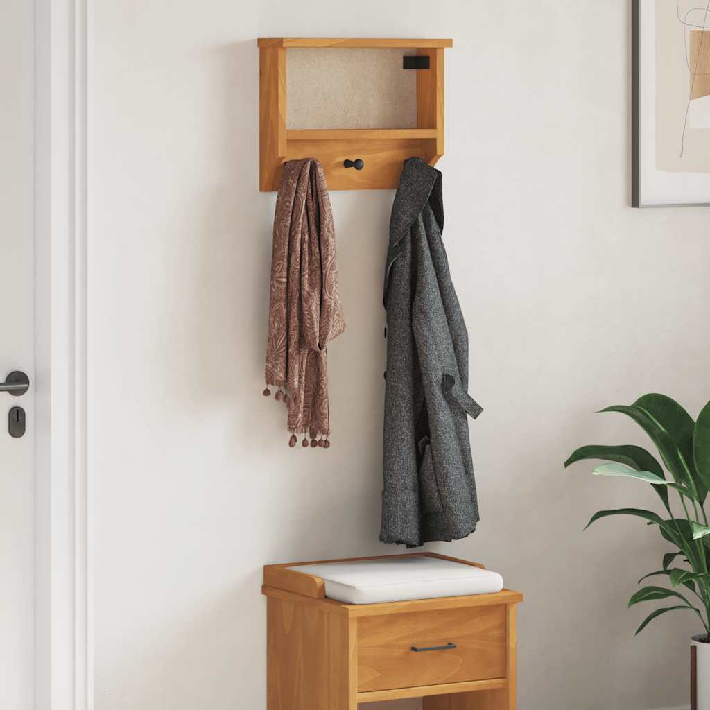 vidaXL Wandkapstok SANDNES 45x12x35 cm massief grenenhout