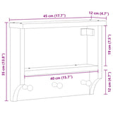 vidaXL Wandkapstok SANDNES 45x12x35 cm massief grenenhout