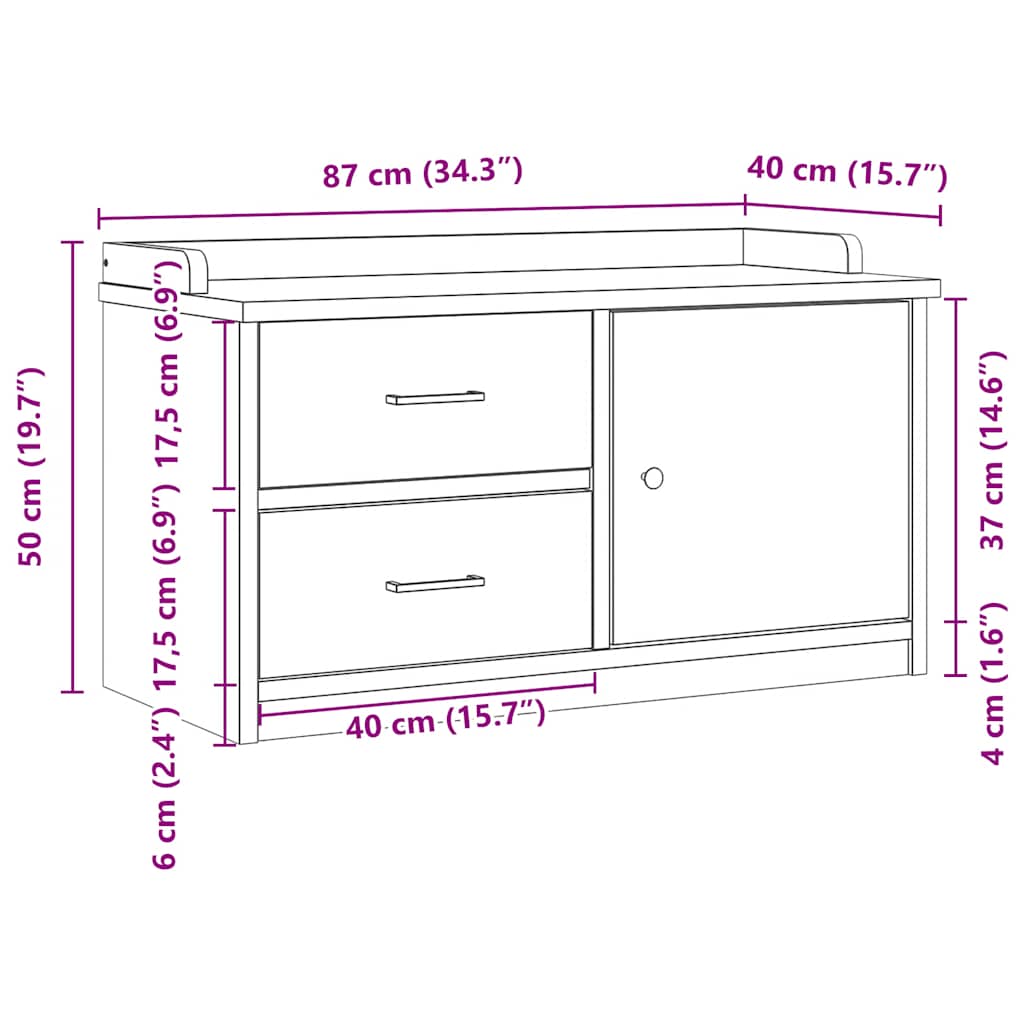 vidaXL Gangbankje SANDNES 87x40x50 cm massief grenenhout