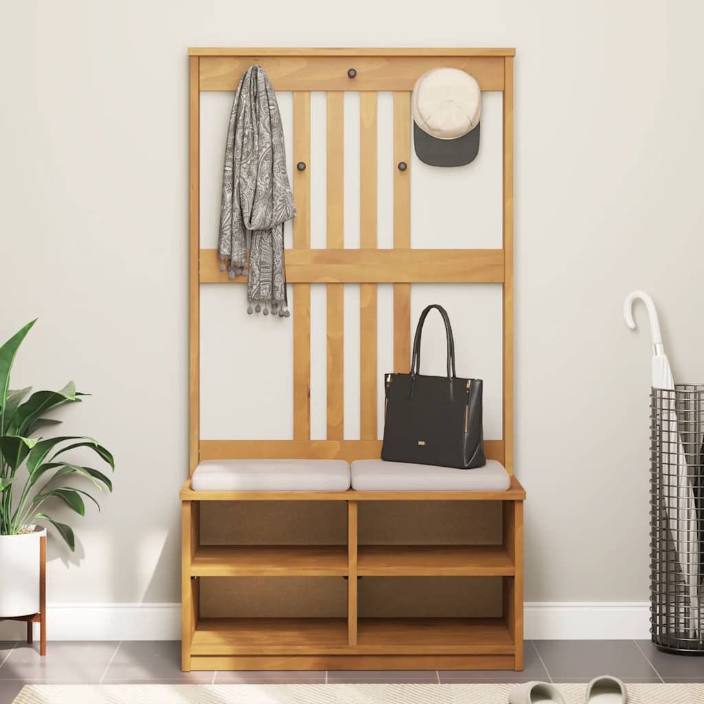 vidaXL Kapstok SANDNES 87x40x159,5 cm massief grenenhout