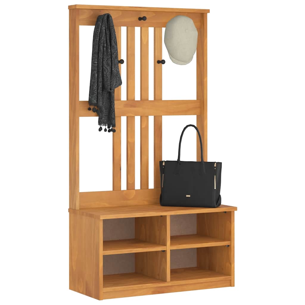 vidaXL Kapstok SANDNES 87x40x159,5 cm massief grenenhout