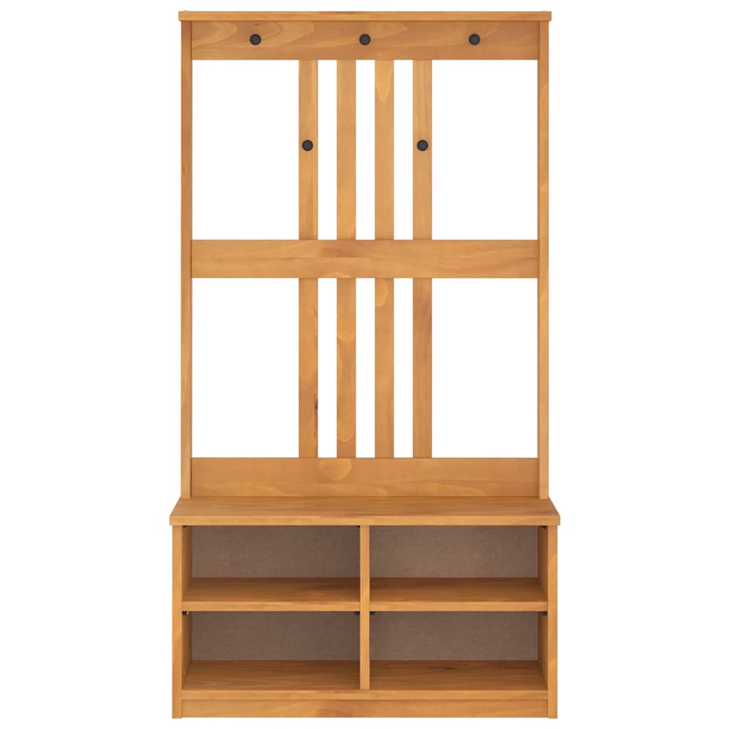vidaXL Kapstok SANDNES 87x40x159,5 cm massief grenenhout