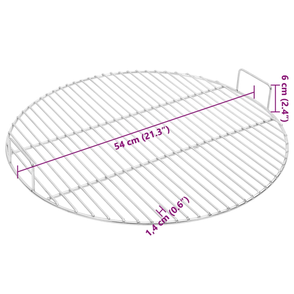 vidaXL Barbecuerooster met handgrepen rond Ø44,5 cm 304 roestvrijstaal