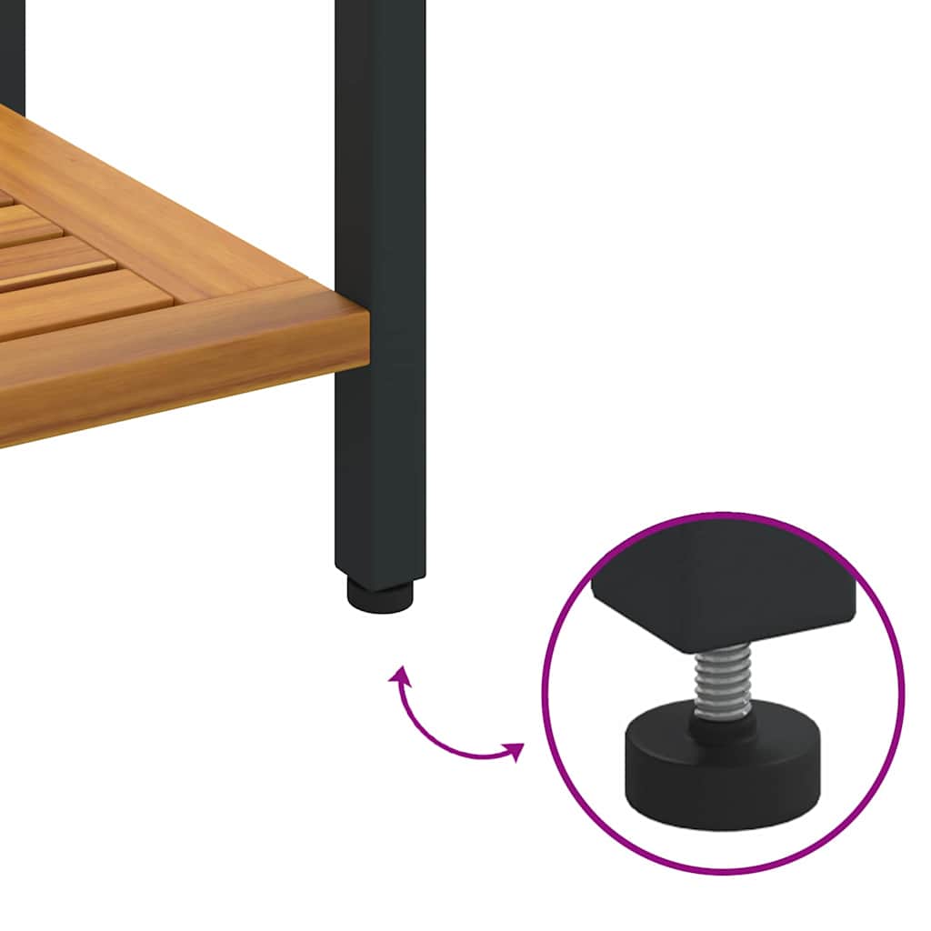 vidaXL Tuin Tafel met opslag Natuurlijk en zwart 80 x 35 x 75 cm