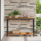 vidaXL Tuin Tafel met opslag Natuurlijk en zwart 80 x 35 x 75 cm
