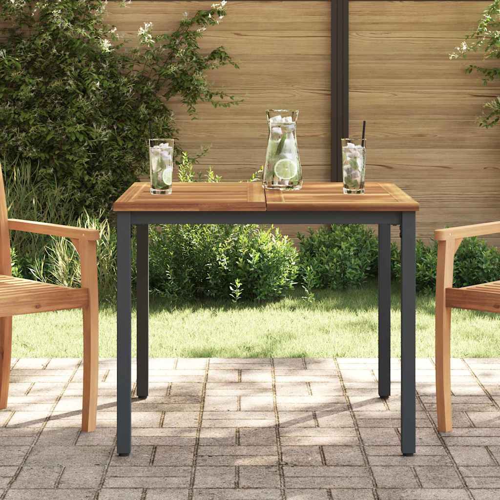 vidaXL Tuin Tafel Natuurlijk en zwart 90 x 90 x 75 cm