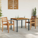 vidaXL Tuin Tafel Natuurlijk en zwart 90 x 90 x 75 cm