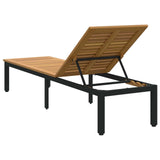 vidaXL Ligbed Zwart 200 x 55 x 35 cm Massief Acacia Hout