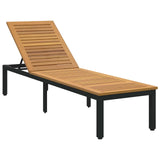 vidaXL Ligbed Zwart 200 x 55 x 35 cm Massief Acacia Hout