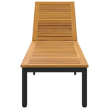 vidaXL Ligbed Zwart 200 x 55 x 35 cm Massief Acacia Hout