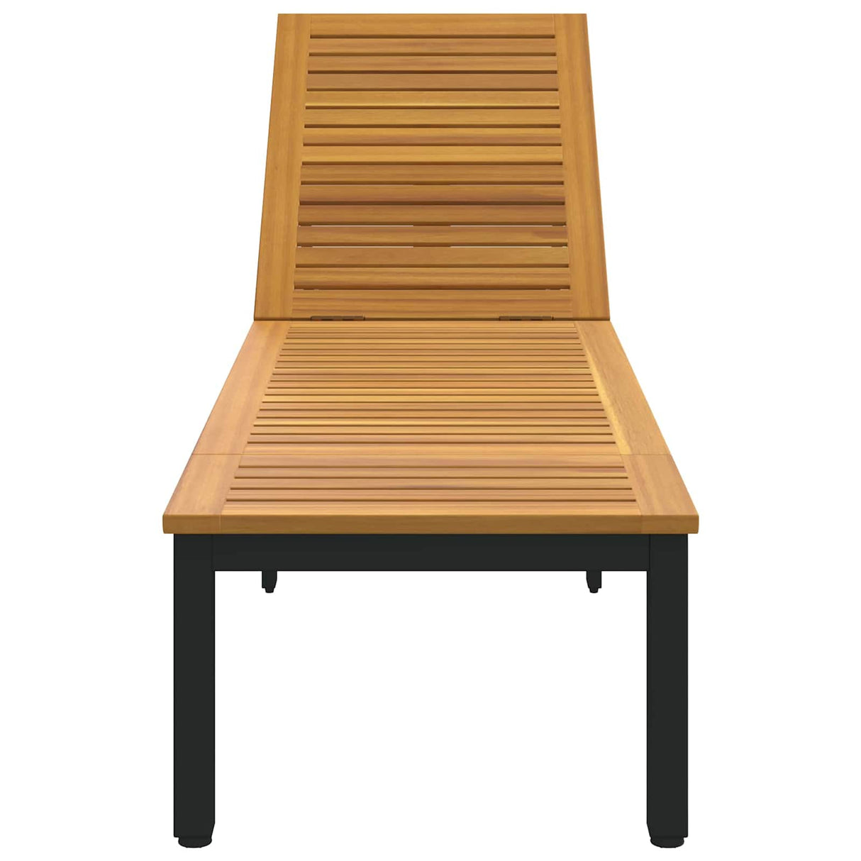 vidaXL Ligbed Zwart 200 x 55 x 35 cm Massief Acacia Hout