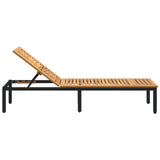 vidaXL Ligbed Zwart 200 x 55 x 35 cm Massief Acacia Hout