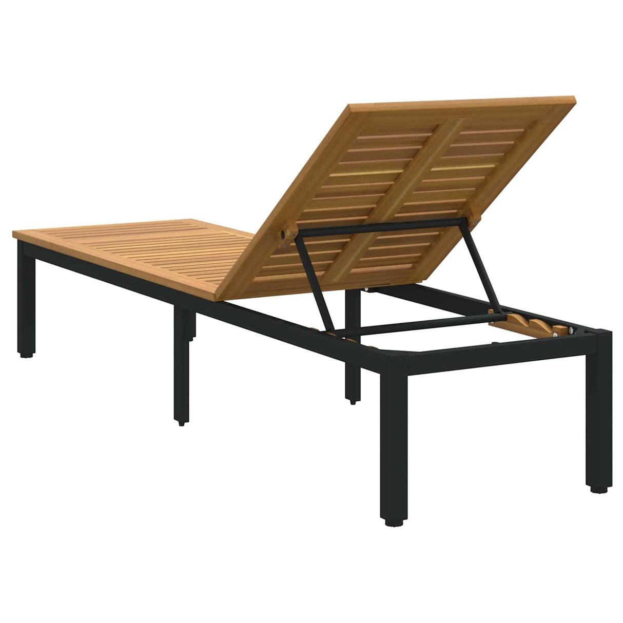 vidaXL Ligbed Zwart 200 x 55 x 35 cm Massief Acacia Hout