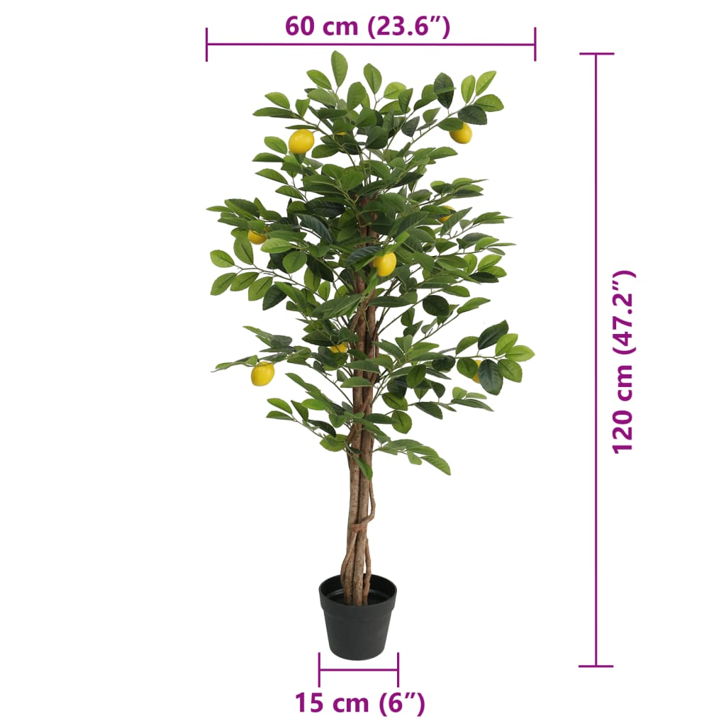 vidaXL Kunstcitroenboom met 3 stammen 120 cm polypropeen groen