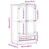 vidaXL Kledingkast Corona 102x52x186 cm massief grenenhout