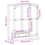 vidaXL Kledingkast Corona 151,5x52x186 cm massief grenenhout