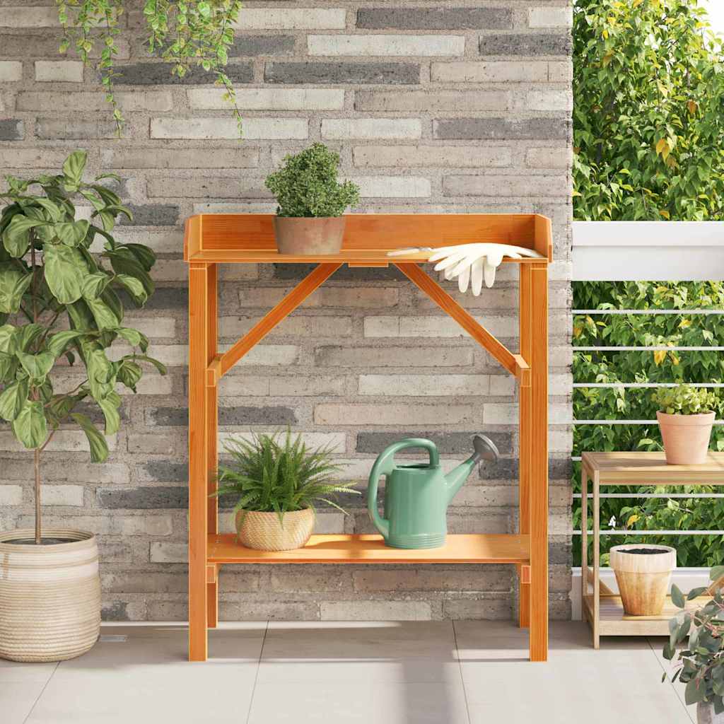 vidaXL Planttafel met plank Naturel 75 x 40 x 90 cm Massief grenenhout