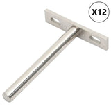 vidaXL Floating Shelf Brackets 12 pcs Invisible Ø10x100 mm Carbon Steel