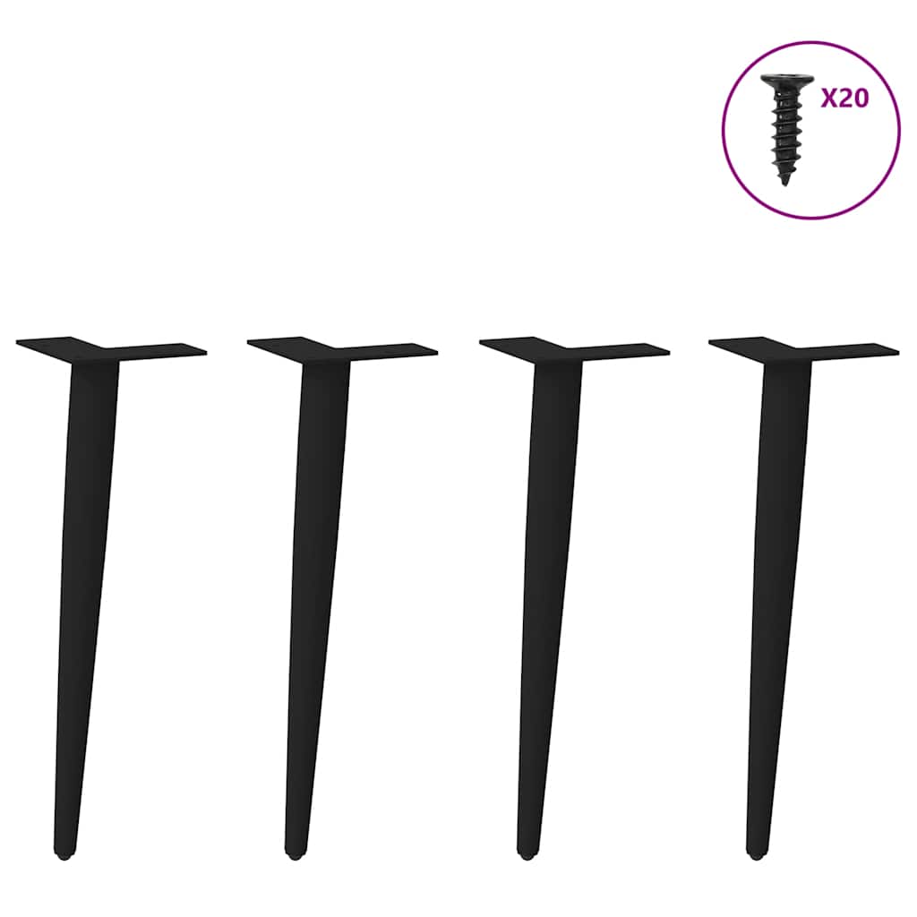 vidaXL Salontafelpoten conische vorm 4 st 30-31 cm staal zwart