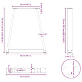 vidaXL Salontafelpoten 2 st V-vormig 30x(30-31,3) cm staal zwart