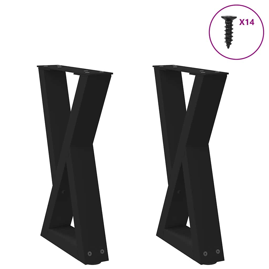 vidaXL Salontafelpoten 2 st 30x(30-31,3) cm staal zwart