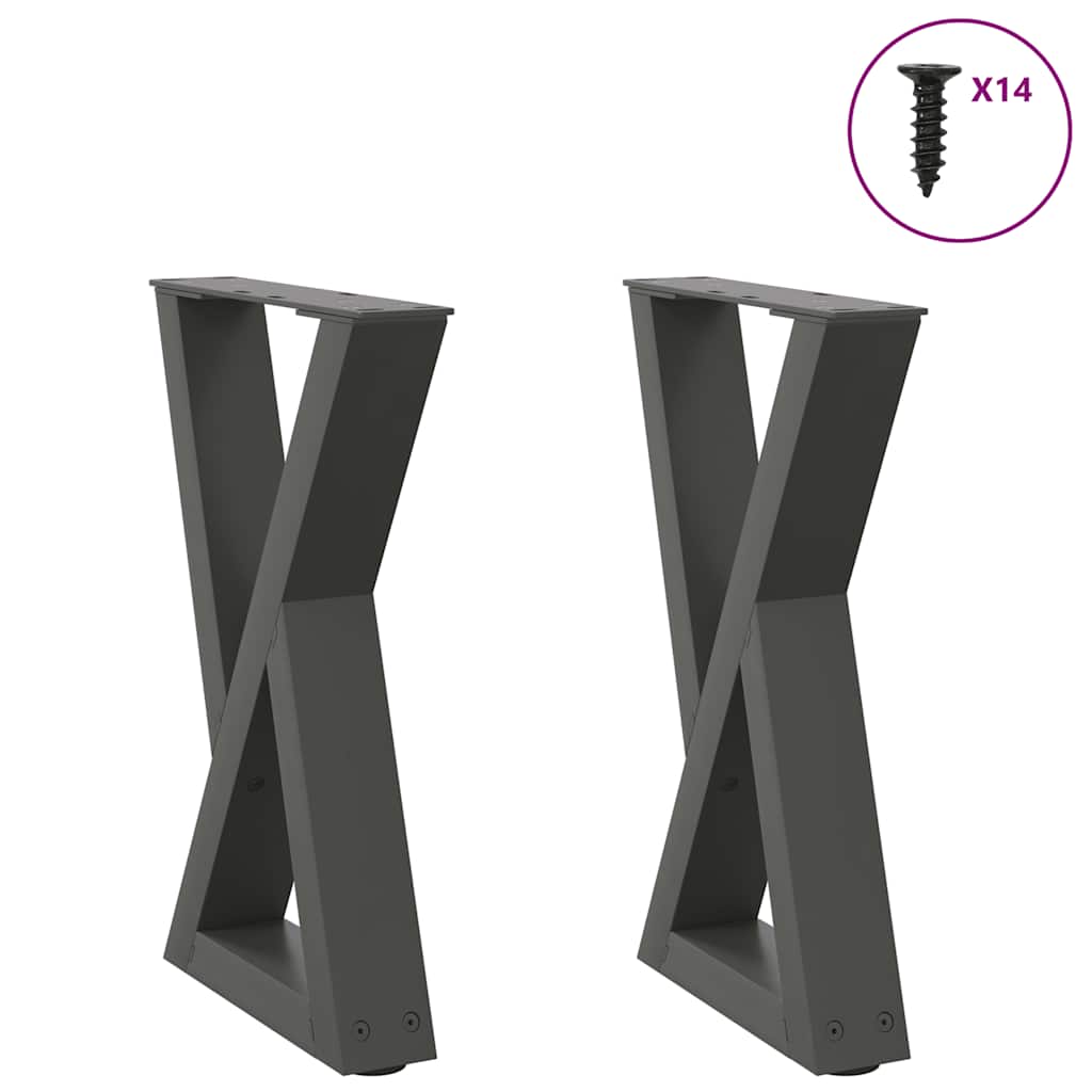 vidaXL Salontafelpoten 2 st 30x(30-31,3) cm staal zwart