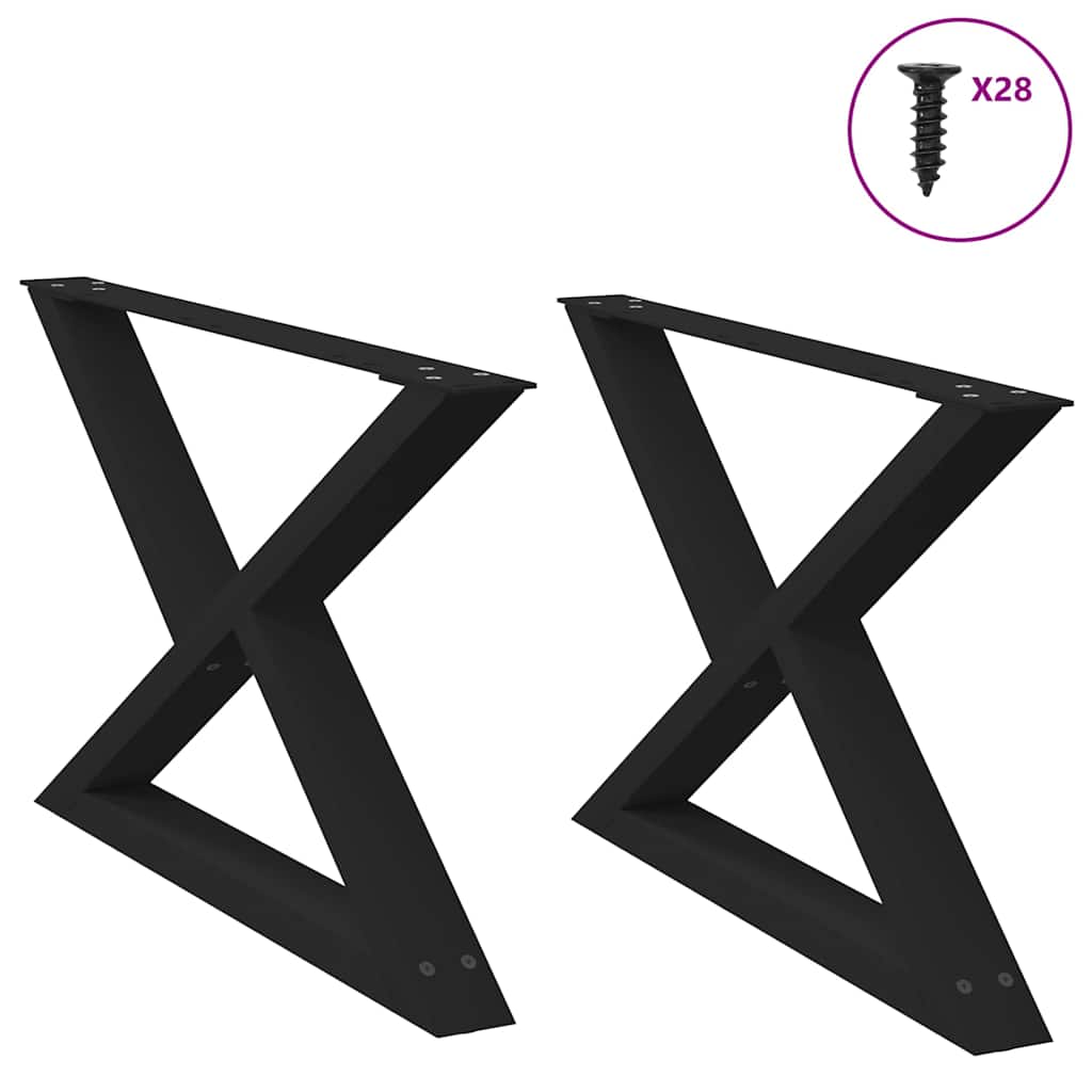 vidaXL Salontafelpoten 2 st 30x(30-31,3) cm staal zwart