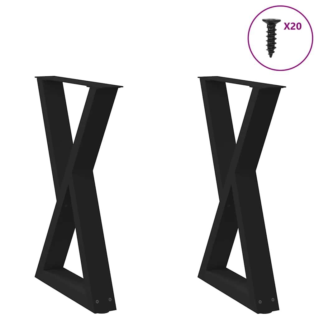 vidaXL Salontafelpoten 2 st 30x(30-31,3) cm staal zwart