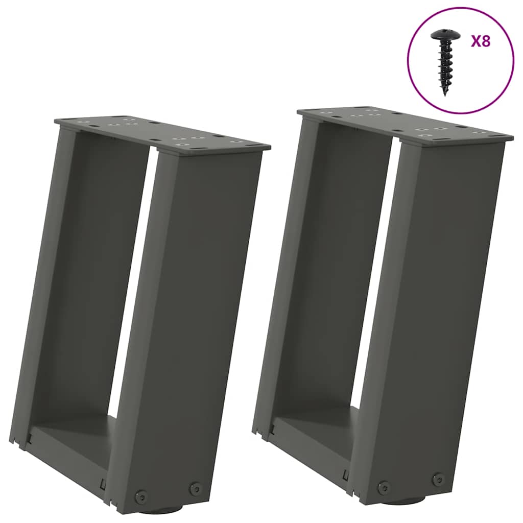 vidaXL Coffee table legs 2 pcs U-shaped 30x(30-31) cm steel black
