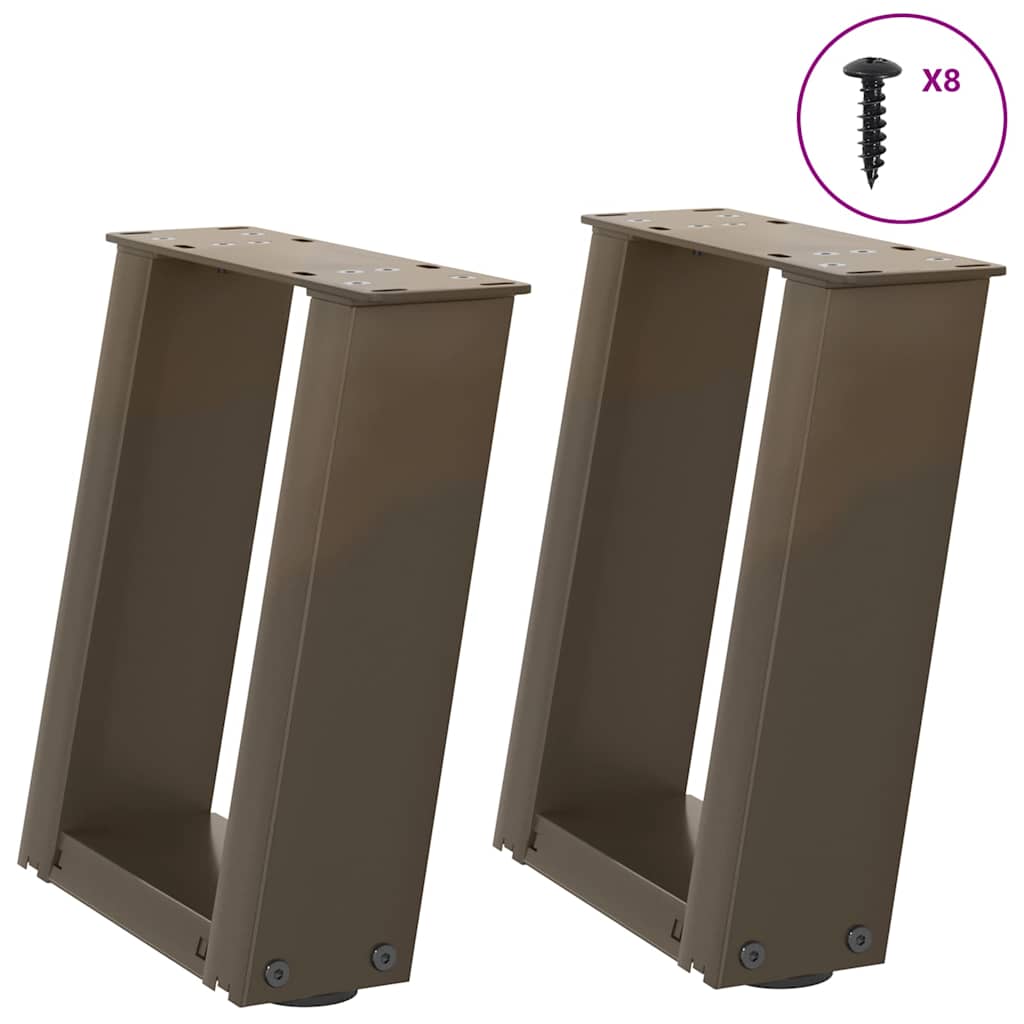 vidaXL Coffee table legs 2 pcs U-shaped 30x(30-31) cm steel black