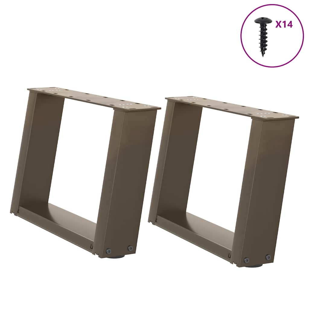 vidaXL Coffee table legs 2 pcs U-shaped 30x(30-31) cm steel black