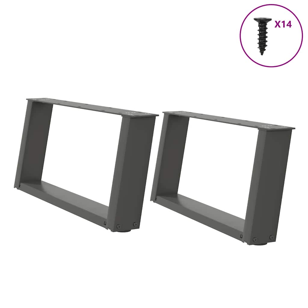 vidaXL Coffee table legs 2 pcs U-shaped 30x(30-31) cm steel black