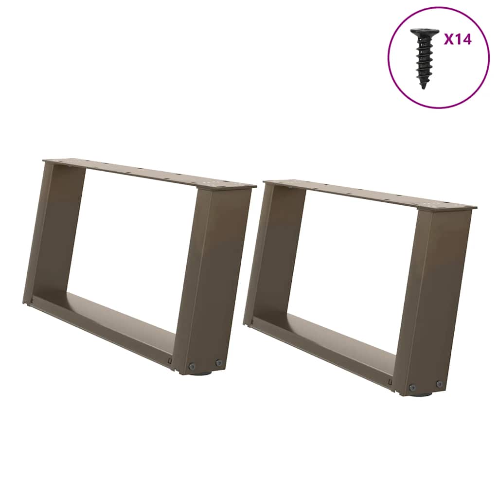 vidaXL Coffee table legs 2 pcs U-shaped 30x(30-31) cm steel black