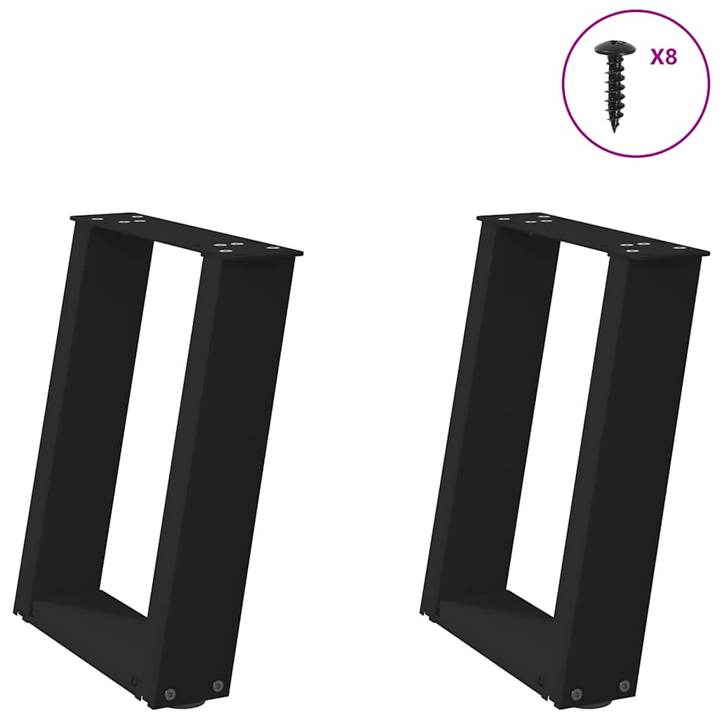 vidaXL Coffee table legs 2 pcs U-shaped 30x(30-31) cm steel black