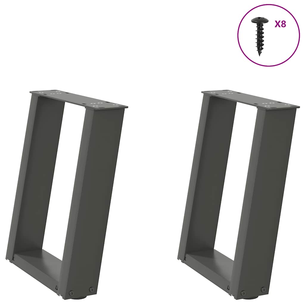 vidaXL Coffee table legs 2 pcs U-shaped 30x(30-31) cm steel black