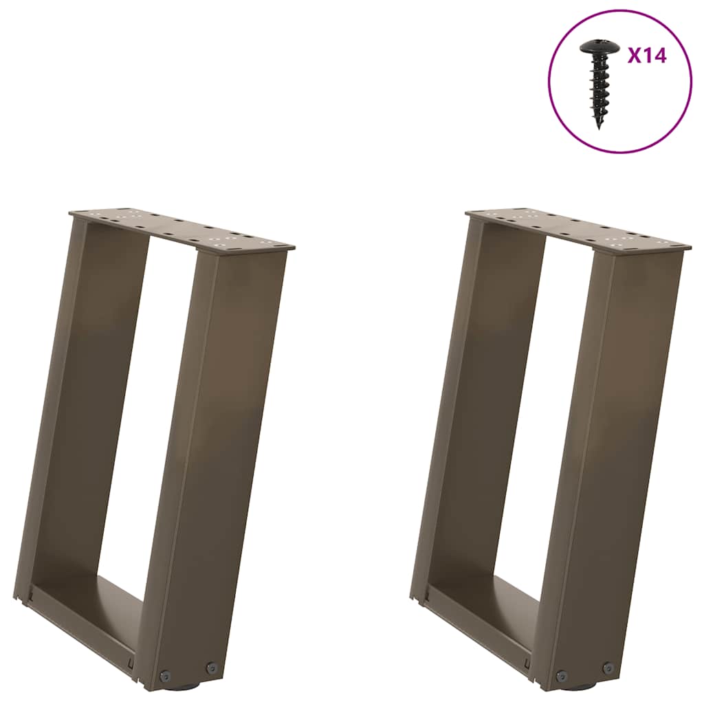vidaXL Coffee table legs 2 pcs U-shaped 30x(30-31) cm steel black