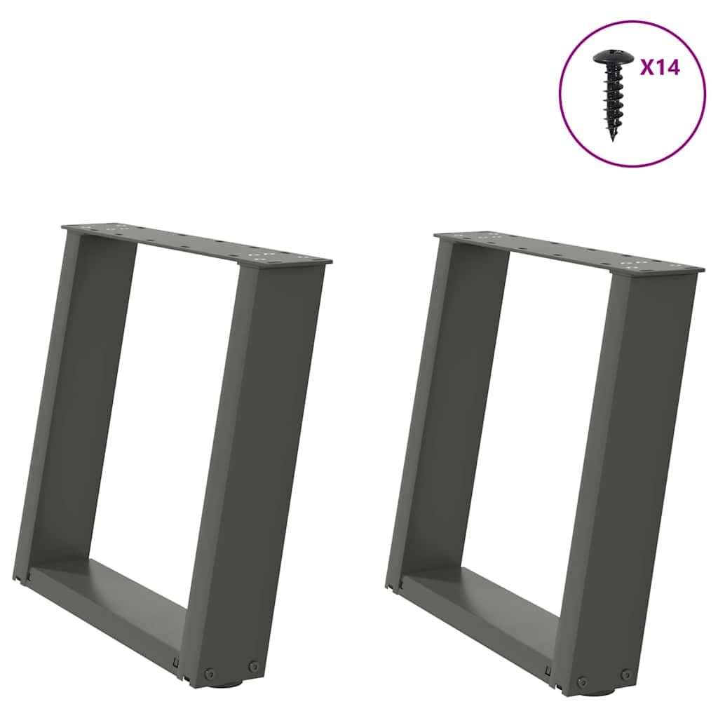 vidaXL Coffee table legs 2 pcs U-shaped 30x(30-31) cm steel black