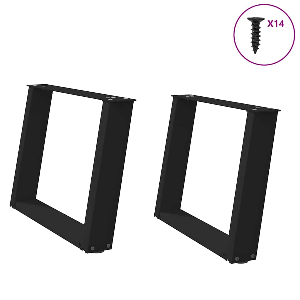 vidaXL Coffee table legs 2 pcs U-shaped 30x(30-31) cm steel black
