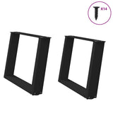 vidaXL Coffee table legs 2 pcs U-shaped 30x(30-31) cm steel black