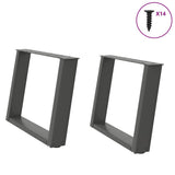 vidaXL Coffee table legs 2 pcs U-shaped 30x(30-31) cm steel black