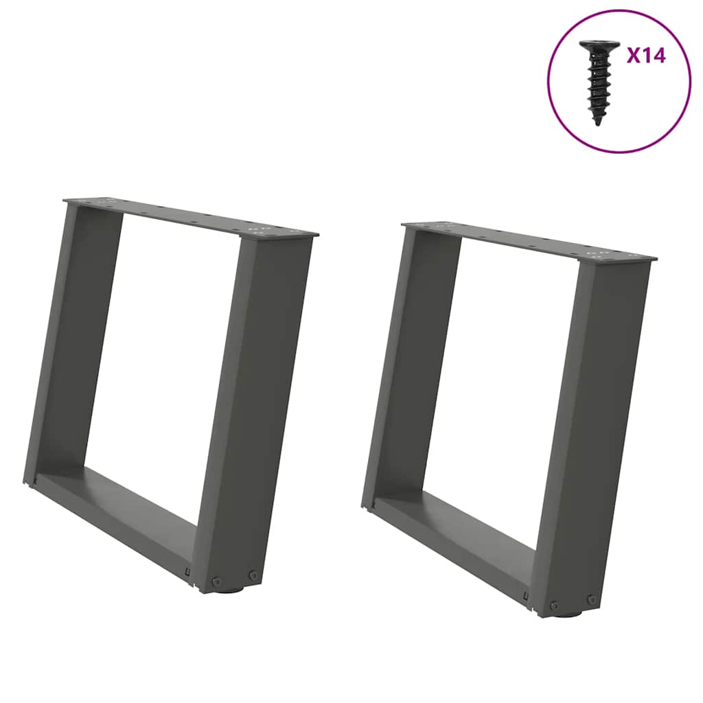 vidaXL Coffee table legs 2 pcs U-shaped 30x(30-31) cm steel black
