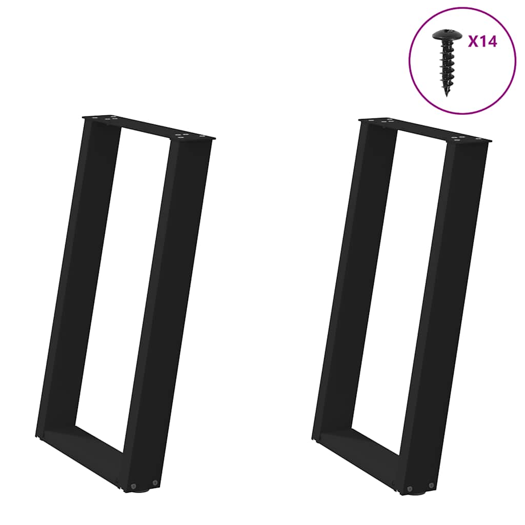 vidaXL Coffee table legs 2 pcs U-shaped 30x(30-31) cm steel black