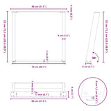 vidaXL Coffee table legs 2 pcs U-shaped 30x(30-31) cm steel black