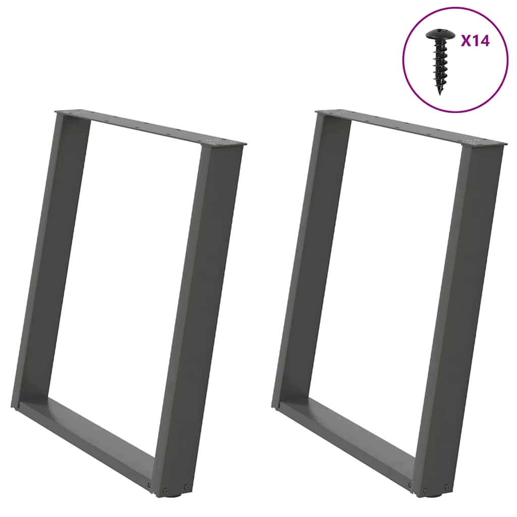 vidaXL Coffee table legs 2 pcs U-shaped 30x(30-31) cm steel black