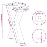 vidaXL Coffee Table Legs 2 pcs X-shaped 30x(30-31) cm steel black