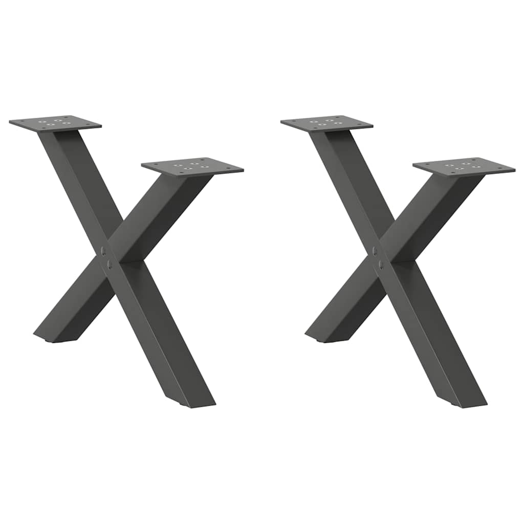 vidaXL Coffee Table Legs 2 pcs X-shaped 30x(30-31) cm steel black