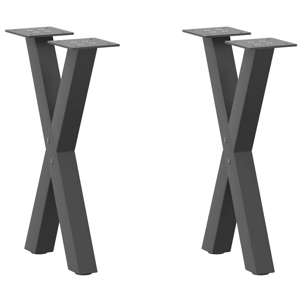 vidaXL Coffee Table Legs 2 pcs X-shaped 30x(30-31) cm steel black