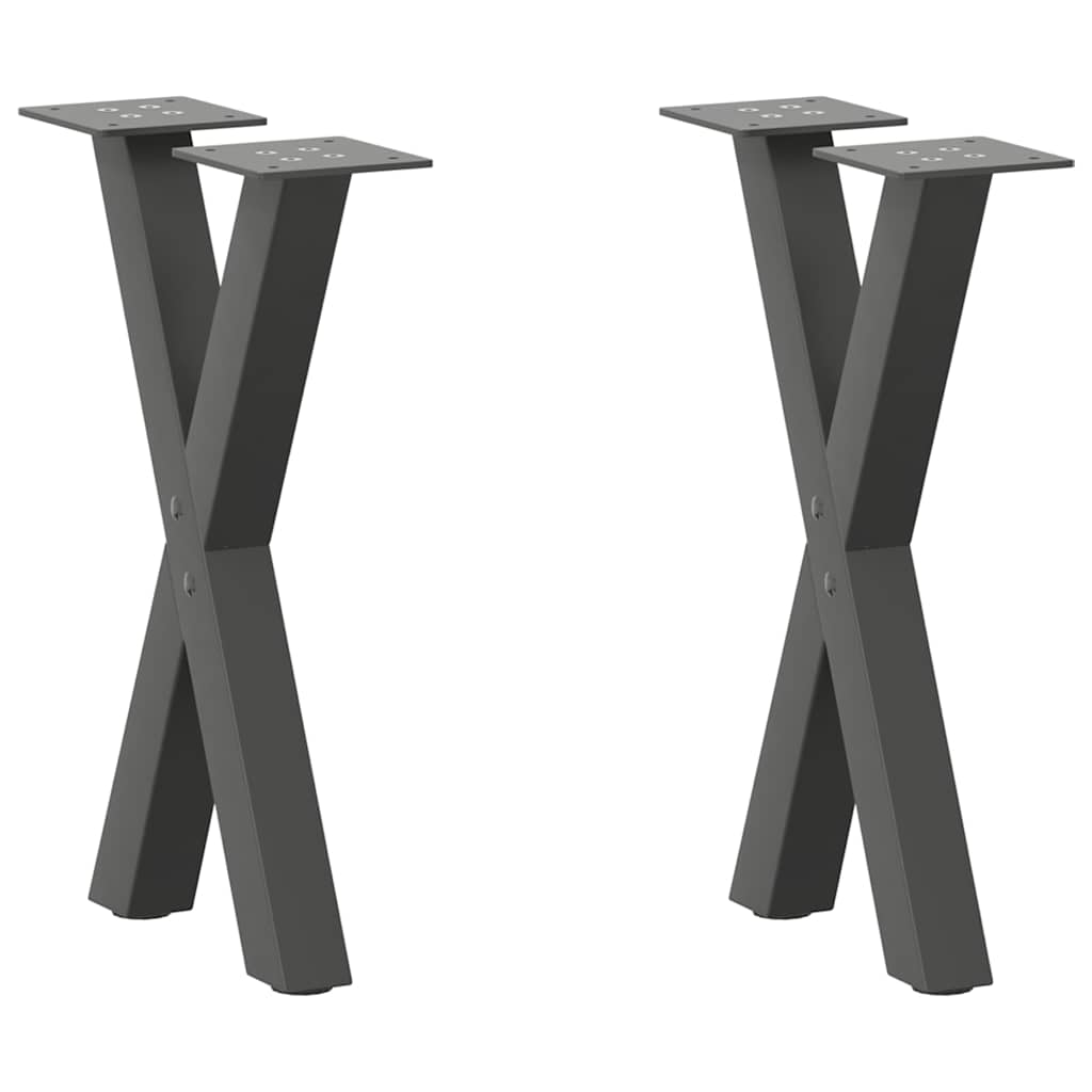 vidaXL Coffee Table Legs 2 pcs X-shaped 30x(30-31) cm steel black