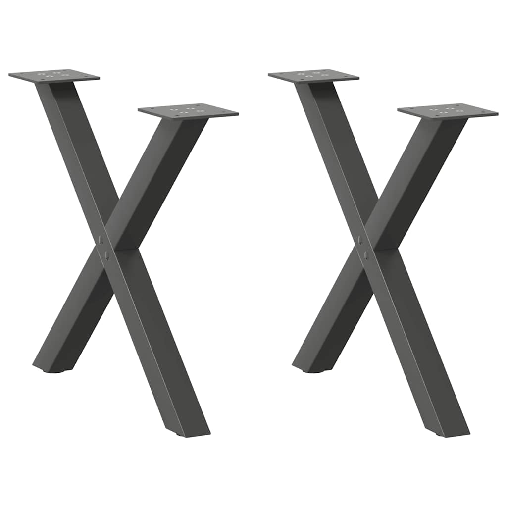 vidaXL Coffee Table Legs 2 pcs X-shaped 30x(30-31) cm steel black