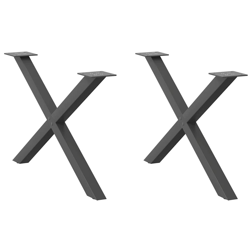 vidaXL Coffee Table Legs 2 pcs X-shaped 30x(30-31) cm steel black